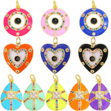Zirconia Enamel Heart Evil Eye Charms for DIY Pendant Making