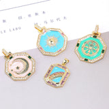 Greek Gods Evil Eye Crescent Moon Star Enamel Charms for DIY Pendant Necklace