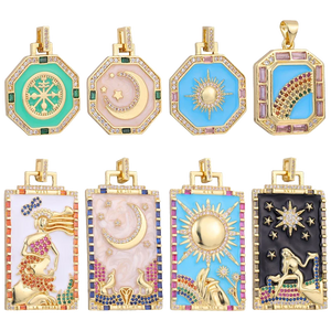 Enamel Pendants Greek God Evil Eye Moon Star Charms