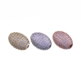 18K Plated CZ Oval Beads For DIY Jewelry Making