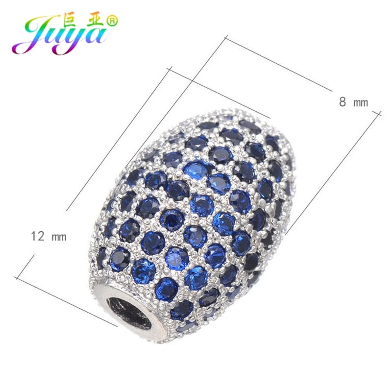 18K Colorful Zircon Oval Charm Beads - DIY Beading Jewelry Making
