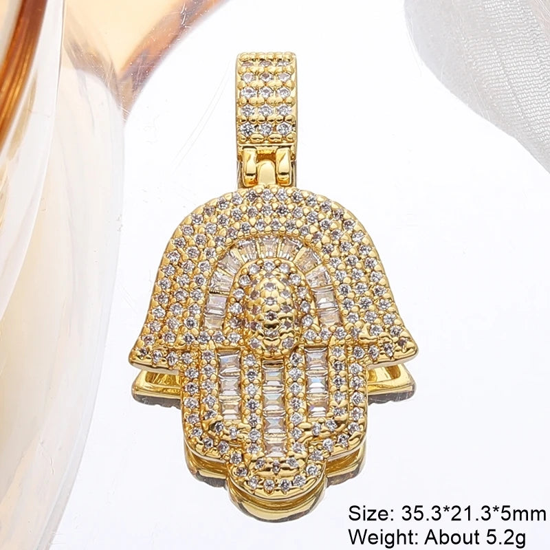 18K Gold Plated Zircon Hamsa Hand Charms