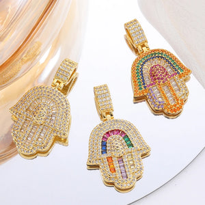 18K Gold Plated Zircon Hamsa Hand Charms