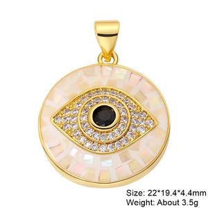 18K Plated Opal Shell Greek Evil Eye Charms for DIY Pendant
