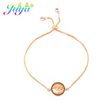 Hindu AUM Charm Bracelet with Zircon Micro Pave - Religious Jewelry