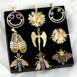 Rainbow Smile Face Angel Slipper Charms For Pendant DIY Christmas Gift