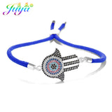 Colorful Zircon Hamsa Fatima Hand Evil Eye Bracelet