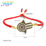Colorful Zircon Hamsa Fatima Hand Evil Eye Bracelet