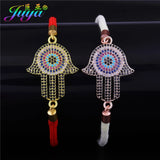 Colorful Zircon Hamsa Fatima Hand Evil Eye Bracelet