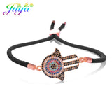 Colorful Zircon Hamsa Fatima Hand Evil Eye Bracelet