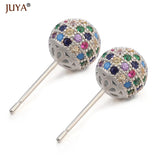 CZ Ball Stud Earrings 6mm/8mm/10mm Rhinestone Jewelry