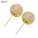 CZ Ball Stud Earrings 6mm/8mm/10mm Rhinestone Jewelry