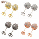 CZ Ball Stud Earrings 6mm/8mm/10mm Rhinestone Jewelry