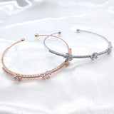 Jztop Metal Opening Bracelet with Zircon Flower Design