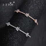 Jztop Metal Opening Bracelet with Zircon Flower Design