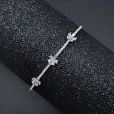 Jztop Metal Opening Bracelet with Zircon Flower Design