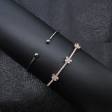 Jztop Metal Opening Bracelet with Zircon Flower Design