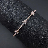 Jztop Metal Opening Bracelet with Zircon Flower Design
