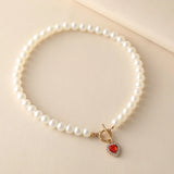 French Style Retro Party Ruby Pearl Necklace