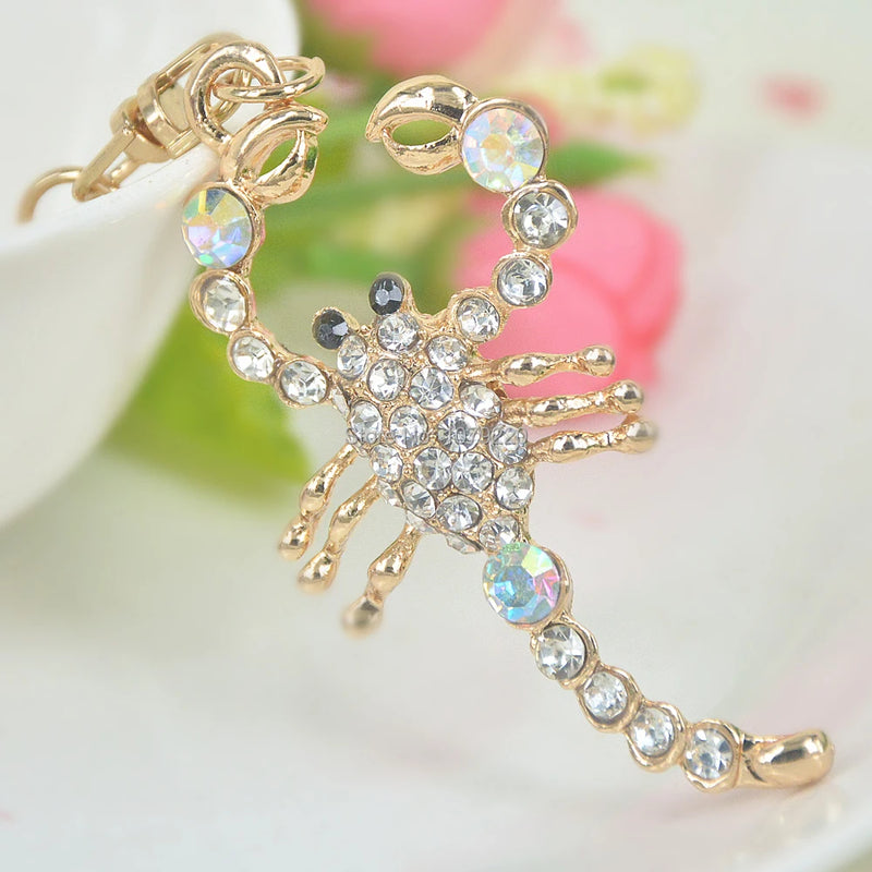 Scorpion Key Keyring Women Rhinestone Crystal Charm Pendant Key Bag Chain