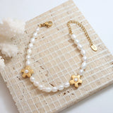 Korean Flower Baroque Freshwater Pearl Bracelet & Necklace Set