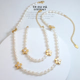 Korean Flower Baroque Freshwater Pearl Bracelet & Necklace Set