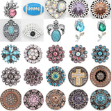 Flower Love Cross Crystal Birthstone Snap Button Bracelet DIY