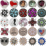 K0017 Flower Love Mom Crystal Snap Button Jewelry DIY Bracelet