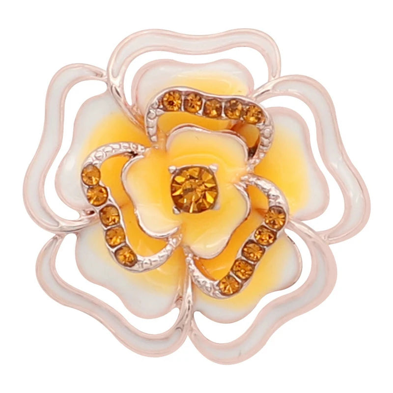 18mm Flower Love Crystal Gemstone Snap Button DIY Bracelet