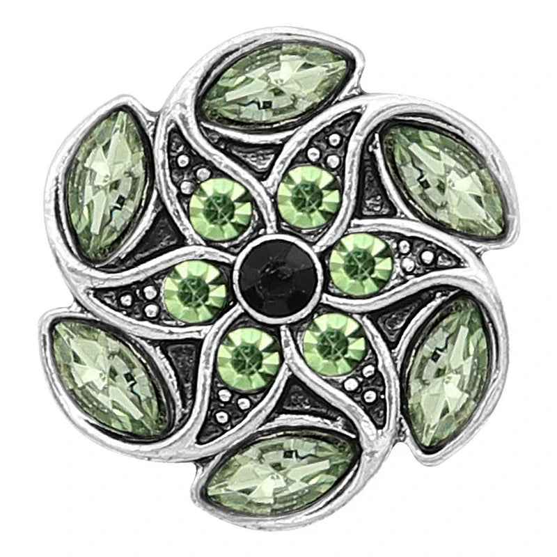 Flower Alphabet Love Animal Crystal Birthstone Snap Button DIY Bracelet