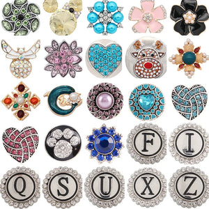 Flower Alphabet Love Animal Crystal Birthstone Snap Button DIY Bracelet