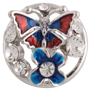Flower Butterfly Birthstone 18mm Snap Button DIY Bracelet