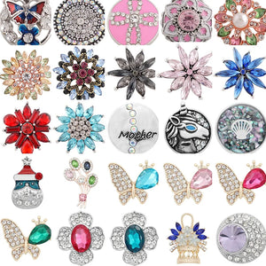 Flower Butterfly Birthstone 18mm Snap Button DIY Bracelet