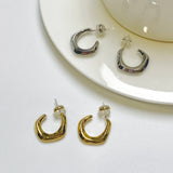 Amorita Geometric Irregular C Shape Stud Earrings For Women