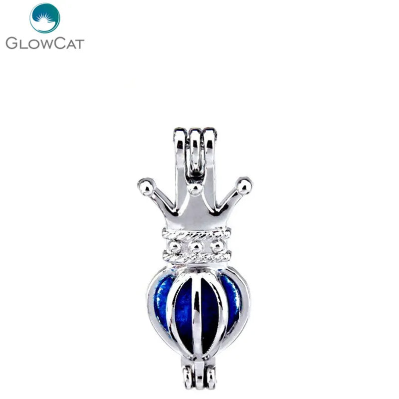 Crown Bead Cage Locket Pendant Essential Oil Diffuser