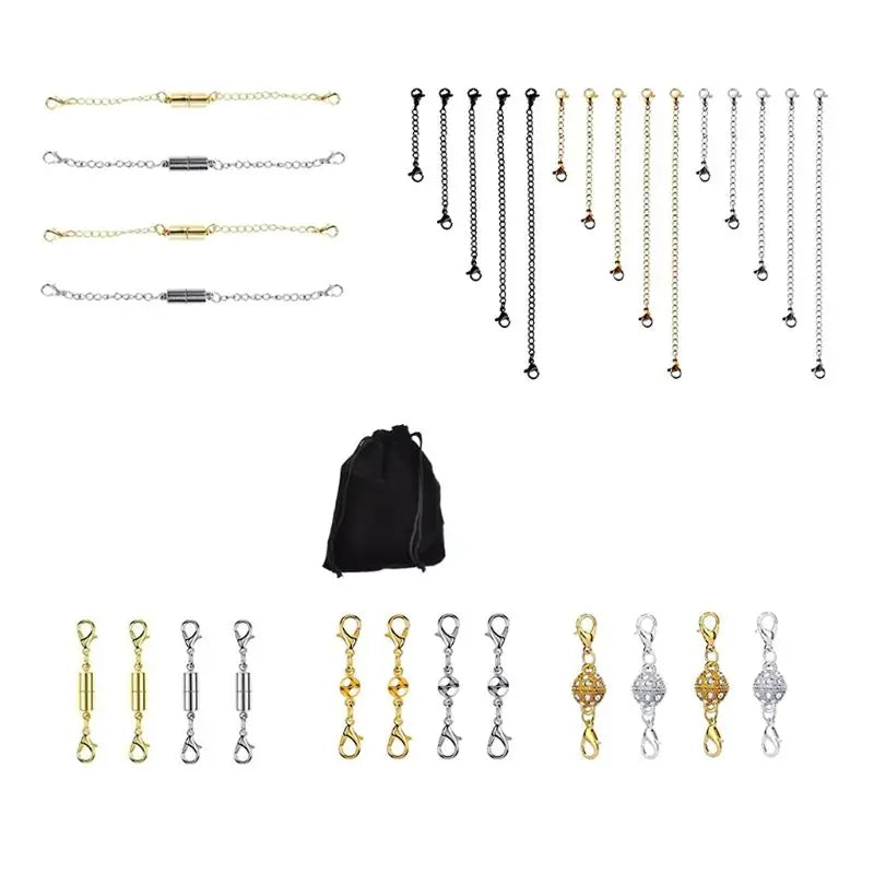 K3ND 31 Pcs Magnet Buckle Bracelet Necklace Set Rhinestone Magnetic Buckles