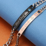 Stainless Steel His And Hers King Queen Couple Bracelet Valentine Gift