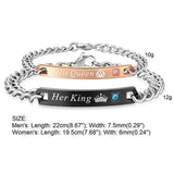 Stainless Steel His And Hers King Queen Couple Bracelet Valentine Gift