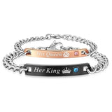 Stainless Steel His And Hers King Queen Couple Bracelet Valentine Gift