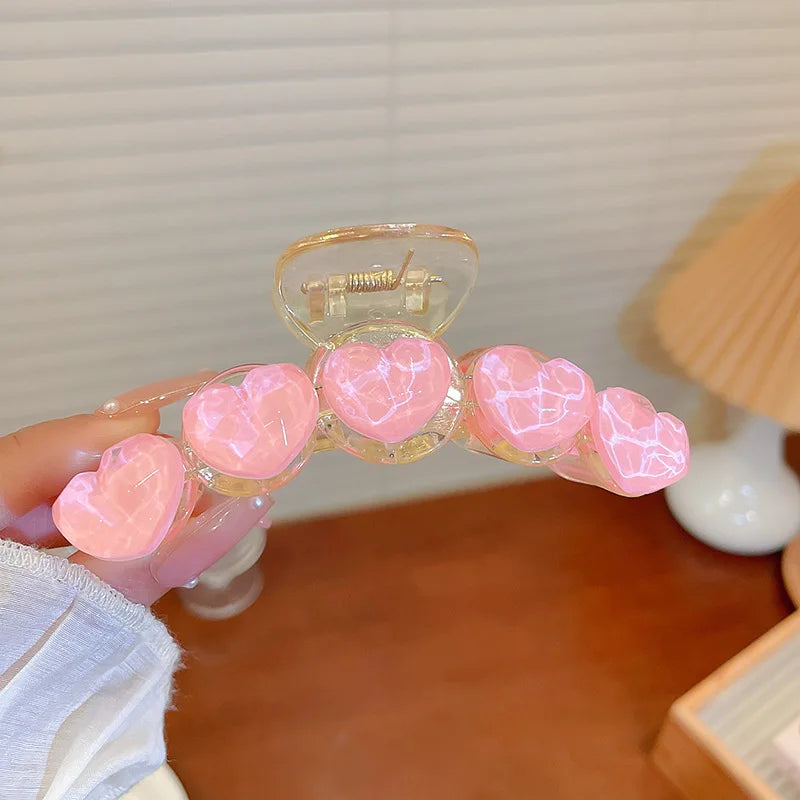 KAITIN Arc-shaped Heart Hairpin Women Sweet Back Spoon Curly Shark Clip