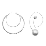 Big Pearl Round Asymmetric Earrings for Women Geometric Hoop Earring