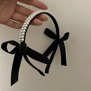 Double Row Pearl Hair Band French Temperament Hair Jewelry