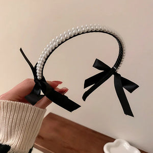 Double Row Pearl Hair Band French Temperament Hair Jewelry