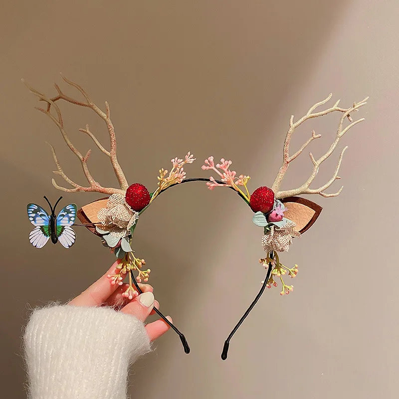 KAITIN Christmas Hairbands for Women Deer Horn Decoration Hair Hoops