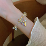 Crystal Love Irregular Elastic Bracelet Women Japanese Temperament Bracelet