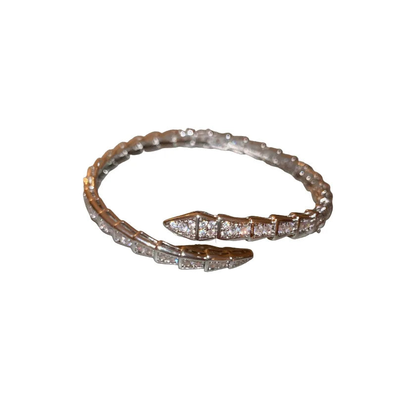 KAITIN Zircon Snake-shaped Open Bangle Net Red Ins Temperament Bracelet