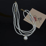 French Vintage Multi-layer Pearl Necklace Women Long Collar Chain