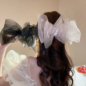 KAITIN Fabric Tulle Studded Hair Clip Exaggerated Spring Clip Hair Accessory