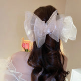 KAITIN Fabric Tulle Studded Hair Clip Exaggerated Spring Clip Hair Accessory