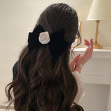 Fabric Flower Bow Hairpin Retro Art Hair Jewelry for Women